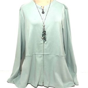 Linea Zip Front Peplum Knit Jacket